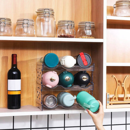 4-Tier Bottle Storage 12 Bottles Transparent Stackable Organizer Holder Shelf - A-1 Thread Vault