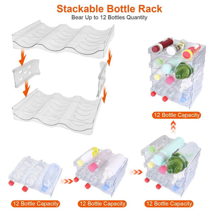 4-Tier Bottle Storage 12 Bottles Transparent Stackable Organizer Holder Shelf - A-1 Thread Vault