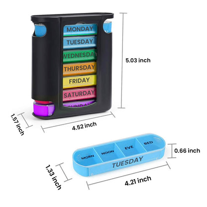 4 Times A Day, Black 7 Day Stackable Daily Pill And Medicine Organizer - A-1 Thread Vault