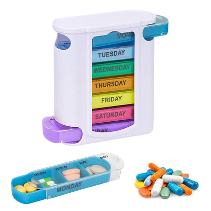 4 Times A Day, White 7 Day Stackable Daily Pill And Medicine Organizer White - A-1 Thread Vault
