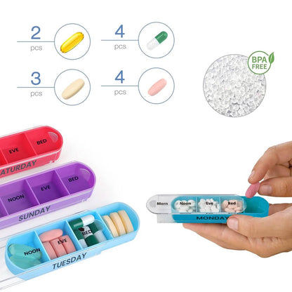 4 Times A Day, White 7 Day Stackable Daily Pill And Medicine Organizer White - A-1 Thread Vault