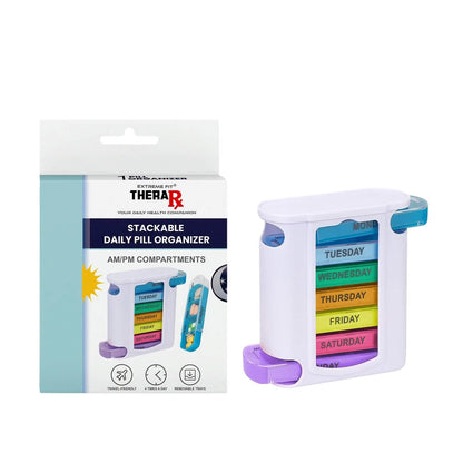 4 Times A Day, White 7 Day Stackable Daily Pill And Medicine Organizer White - A-1 Thread Vault