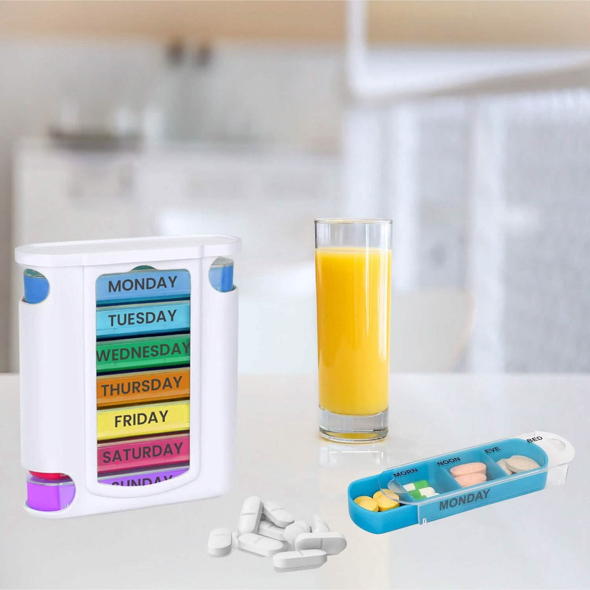 4 Times A Day, White 7 Day Stackable Daily Pill And Medicine Organizer White - A-1 Thread Vault