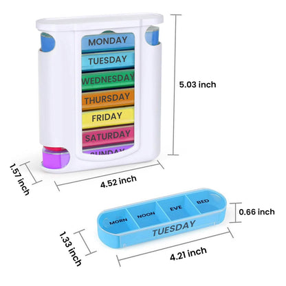4 Times A Day, White 7 Day Stackable Daily Pill And Medicine Organizer White - A-1 Thread Vault