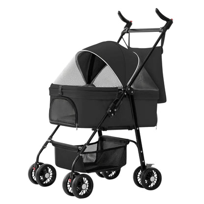 4 Wheels Pet Stroller Foldable with Removable Liner Storage Basket - A-1 Thread Vault