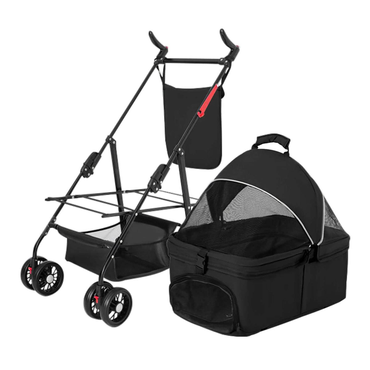 4 Wheels Pet Stroller Foldable with Removable Liner Storage Basket - A-1 Thread Vault