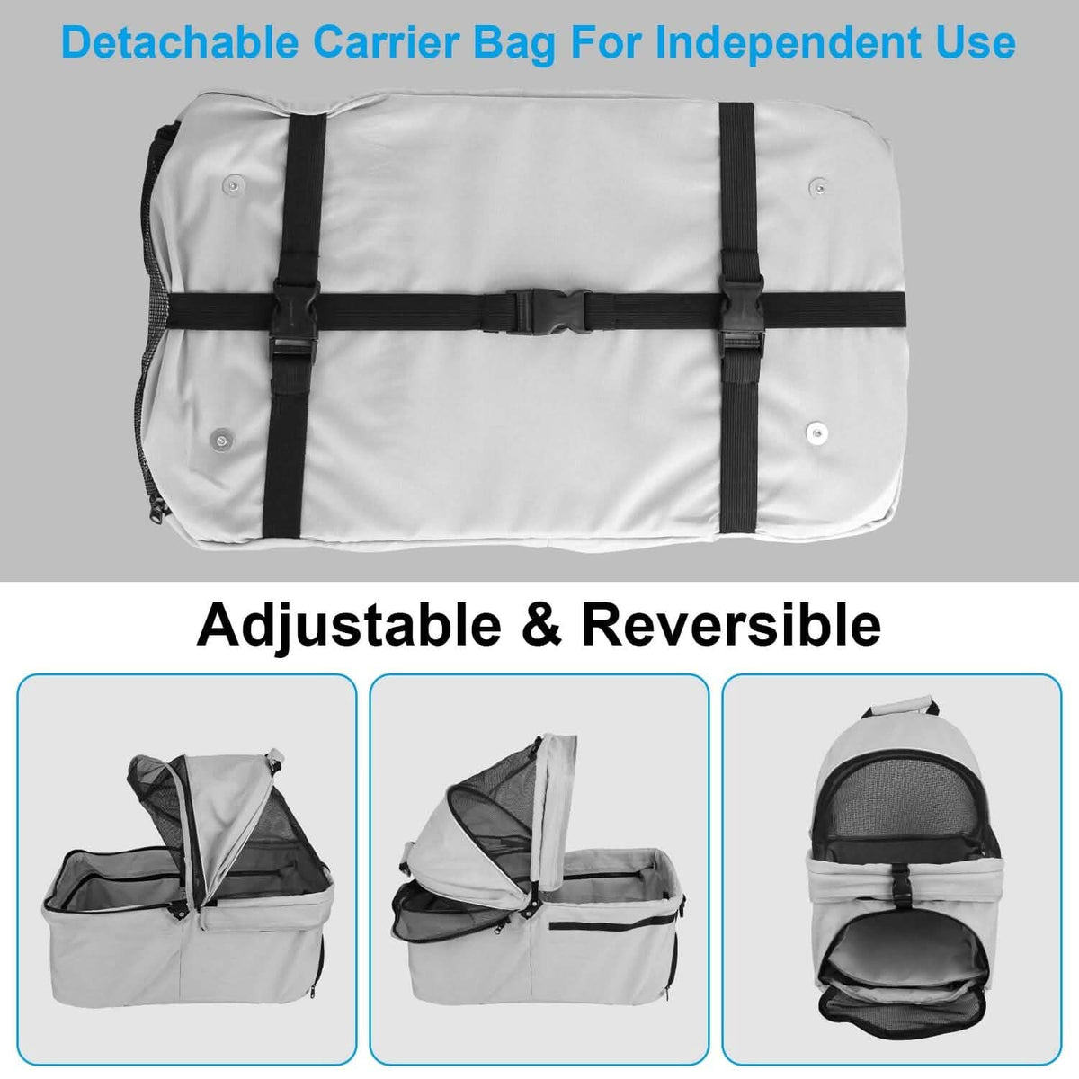 4 Wheels Pet Stroller Foldable with Removable Liner Storage Basket - A-1 Thread Vault