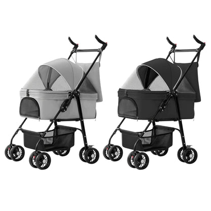4 Wheels Pet Stroller Foldable with Removable Liner Storage Basket - A-1 Thread Vault