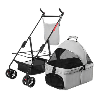 4 Wheels Pet Stroller Foldable with Removable Liner Storage Basket - A-1 Thread Vault