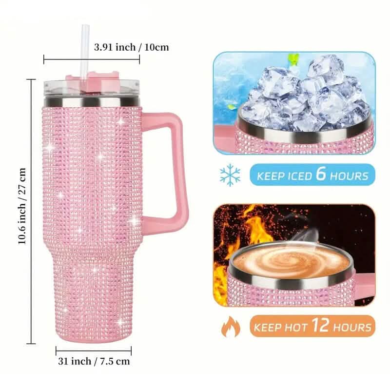 40 Oz Super Sparkly Rhinestone Bling Tumbler - A-1 Thread Vault