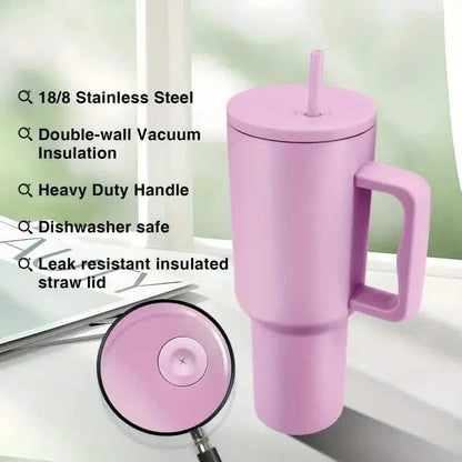 40oz Tumbler with Handle, Lid and Straw Insulated Cup Reusable Stainless Steel - A-1 Thread Vault