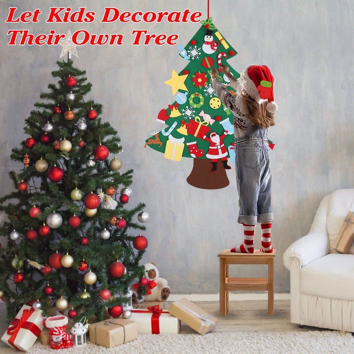 41-Piece: DIY Felt Christmas Tree Detachable Ornaments for Kids - A-1 Thread Vault