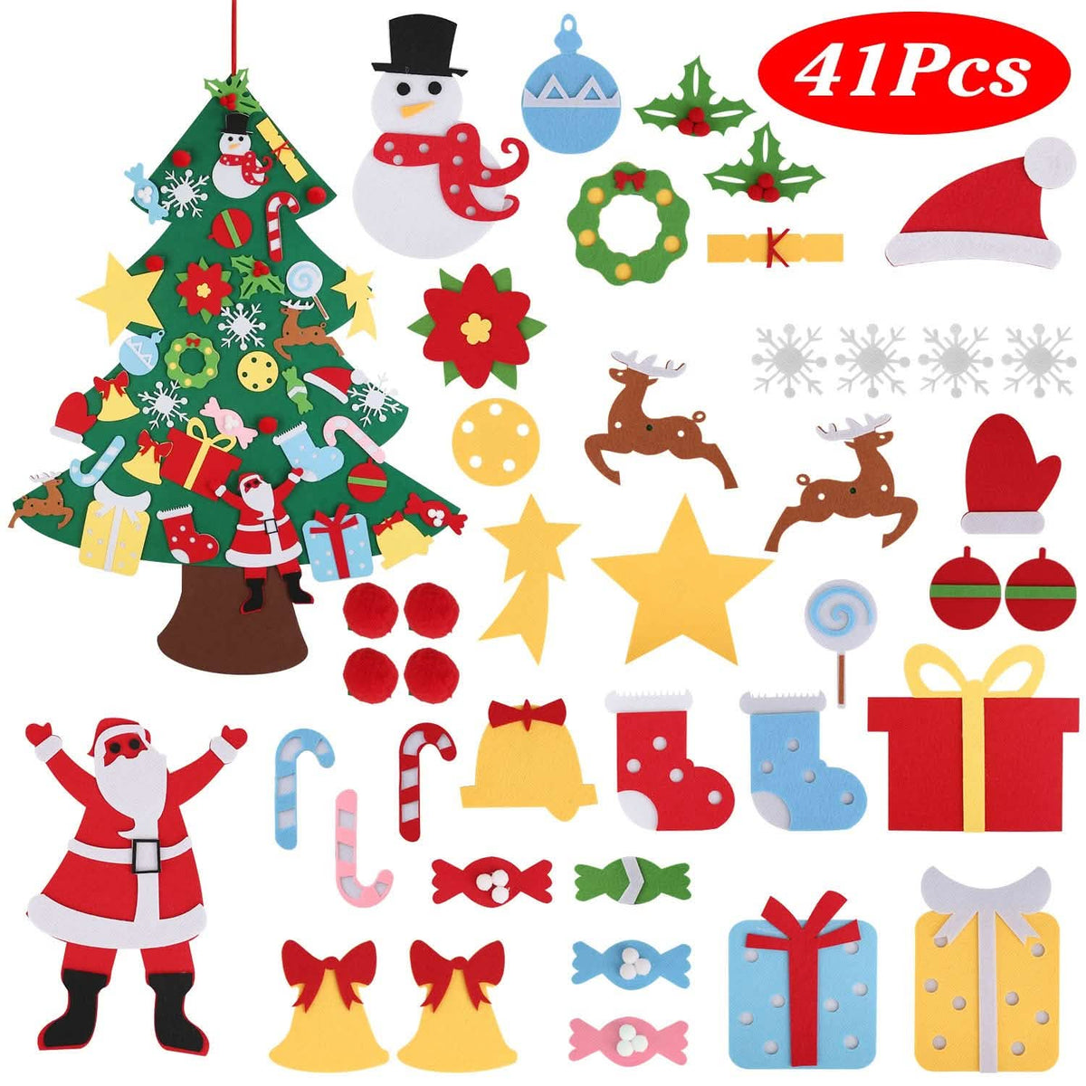 41-Piece: DIY Felt Christmas Tree Detachable Ornaments for Kids - A-1 Thread Vault