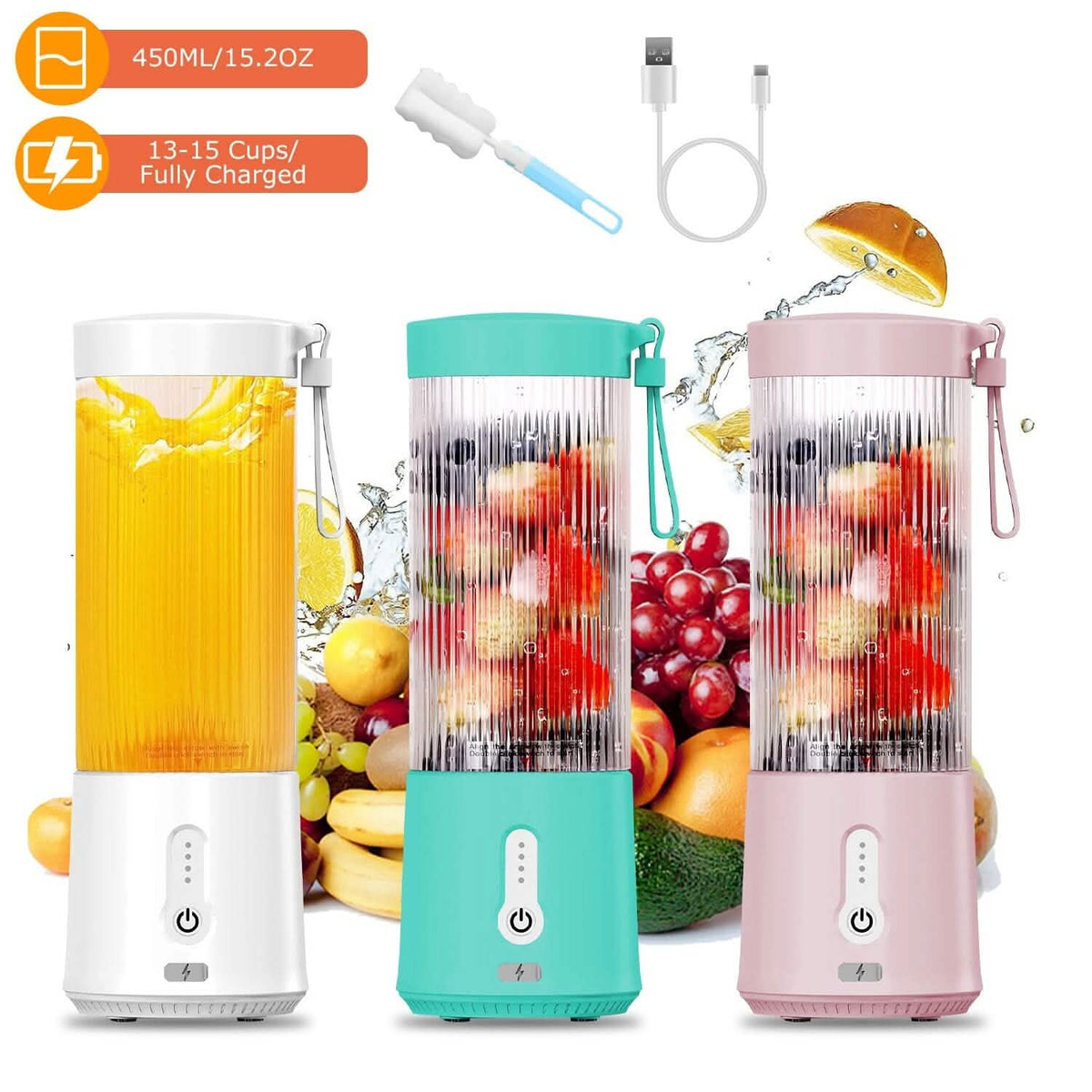 450ml Rechargeable Fruit Blender with 6 Blades - A-1 Thread Vault