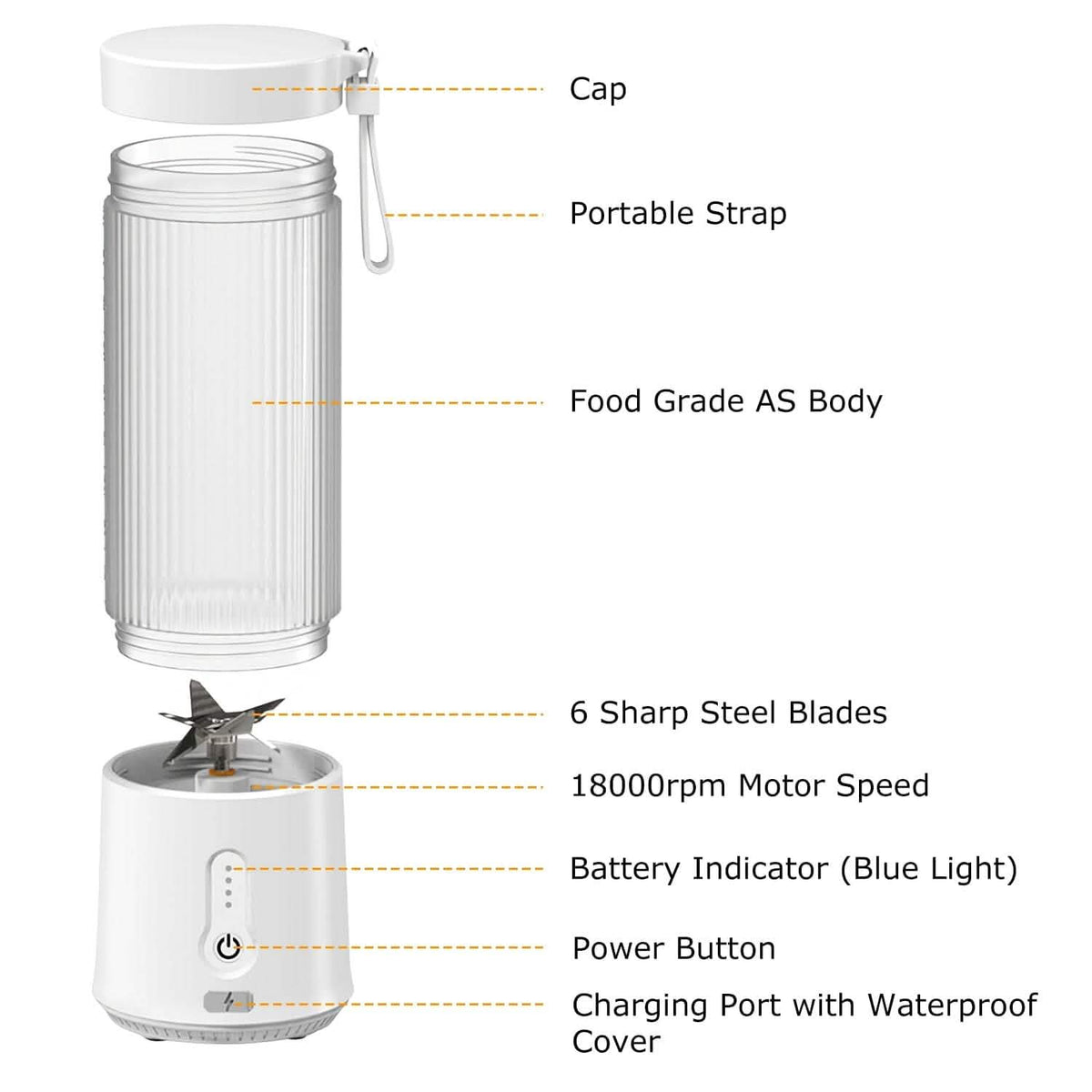 450ml Rechargeable Fruit Blender with 6 Blades - A-1 Thread Vault