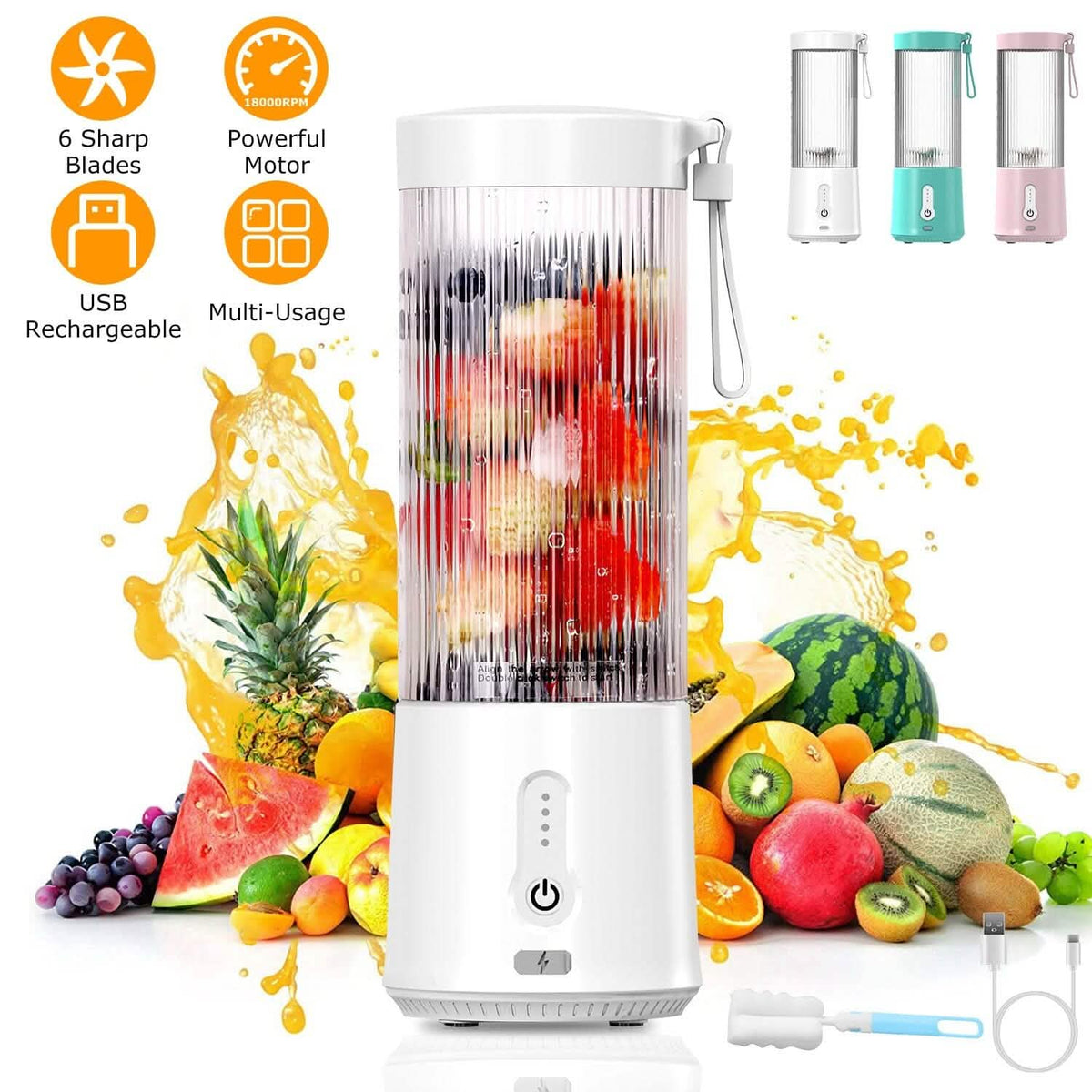 450ml Rechargeable Fruit Blender with 6 Blades - A-1 Thread Vault