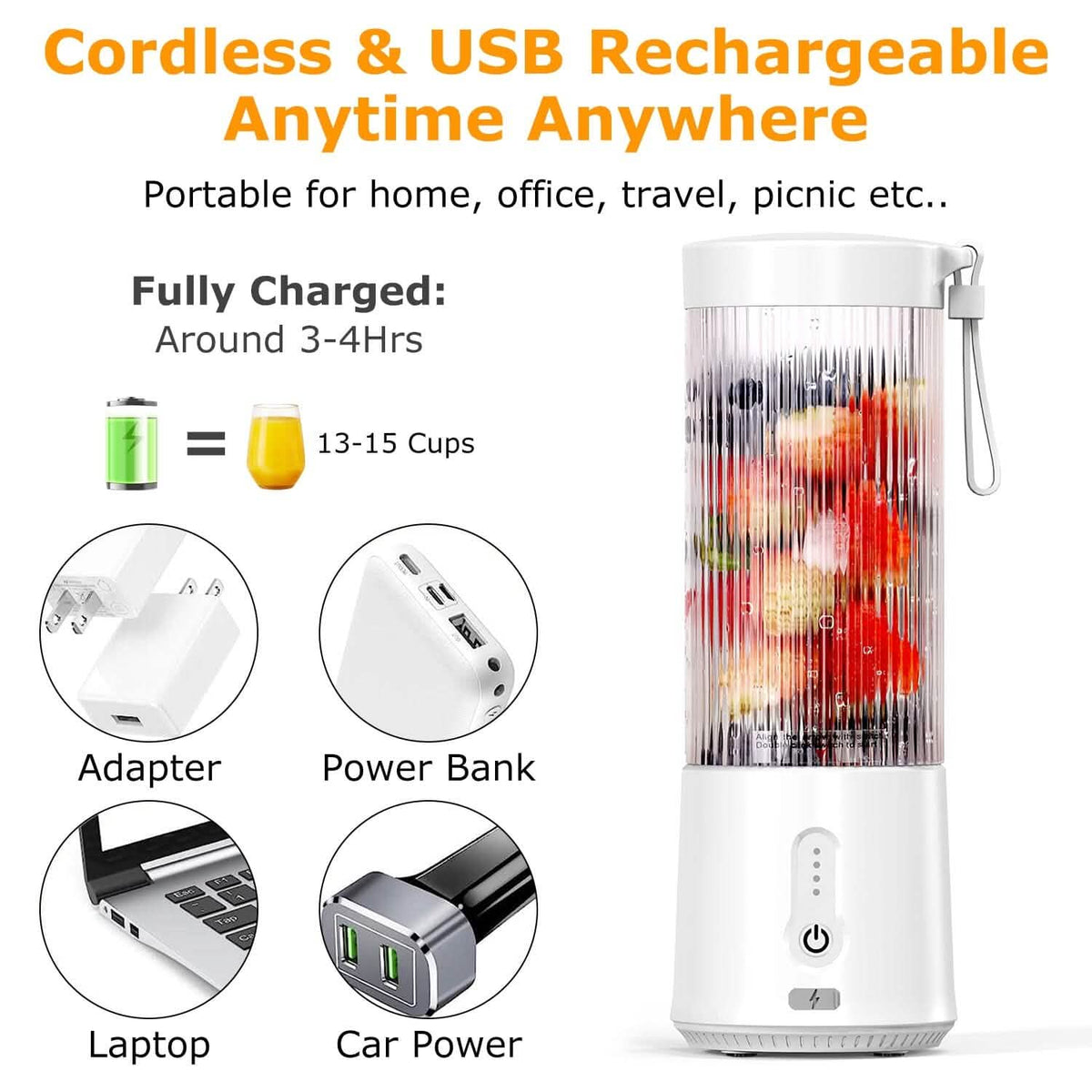 450ml Rechargeable Fruit Blender with 6 Blades - A-1 Thread Vault