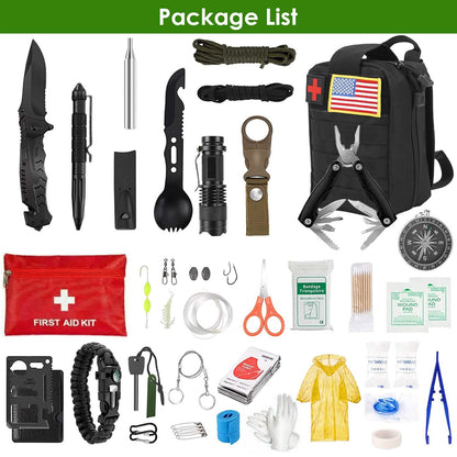 47-Pieces: Emergency Survival Kit EDC Gear Equipment Tool with Pouch - A-1 Thread Vault