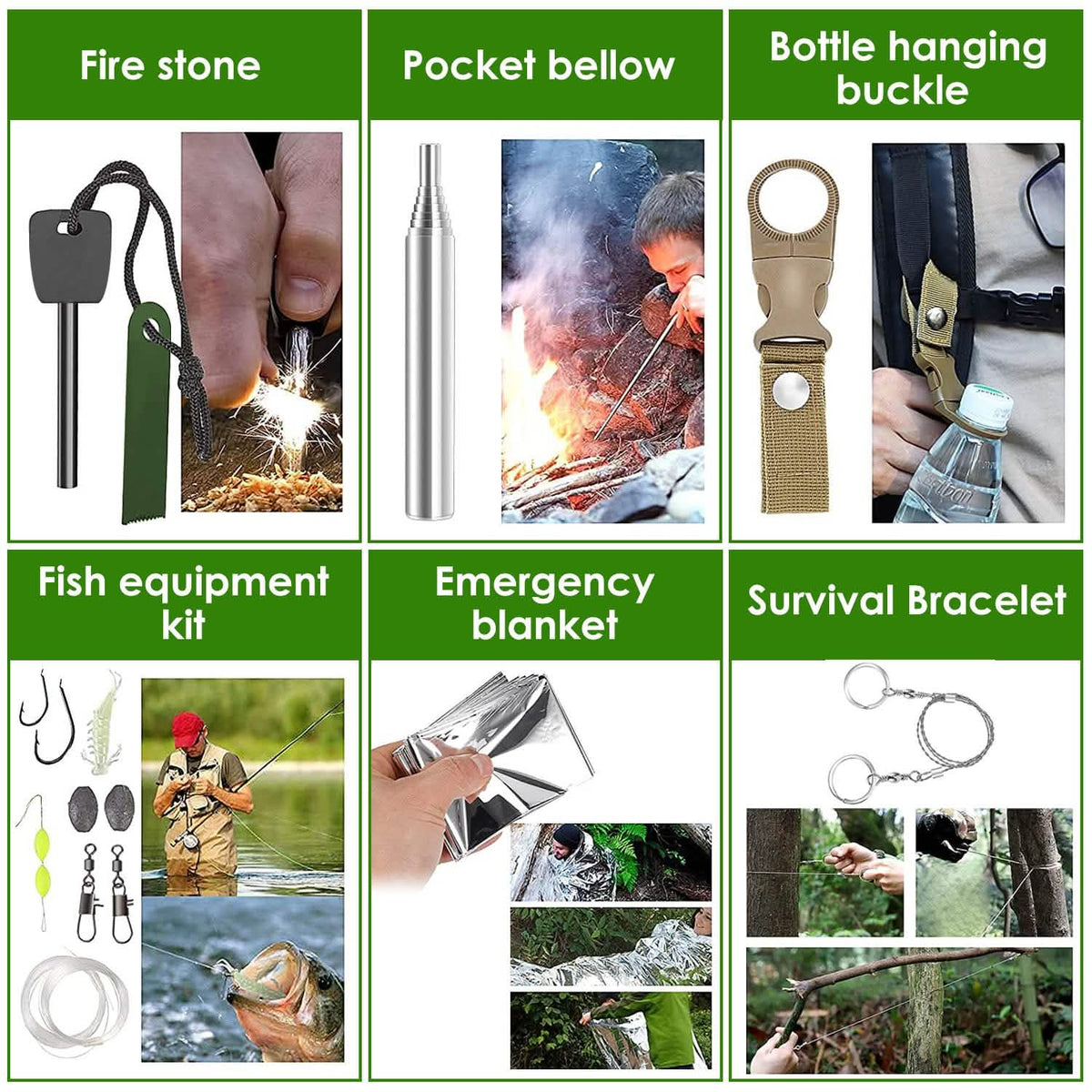 47-Pieces: Emergency Survival Kit EDC Gear Equipment Tool with Pouch - A-1 Thread Vault