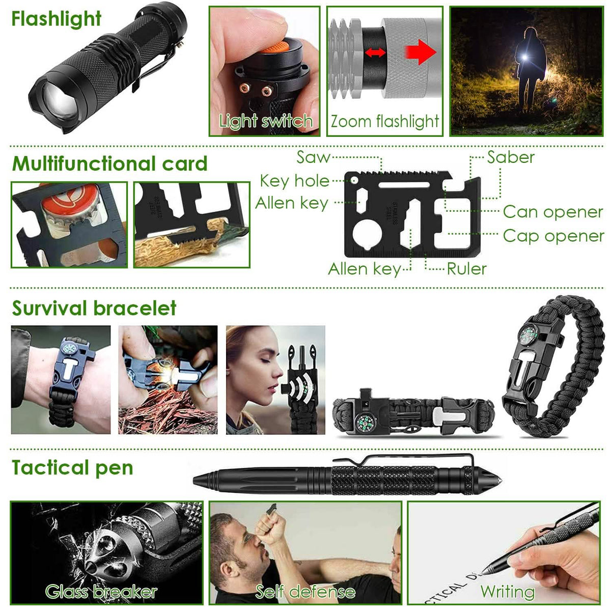 47-Pieces: Emergency Survival Kit EDC Gear Equipment Tool with Pouch - A-1 Thread Vault