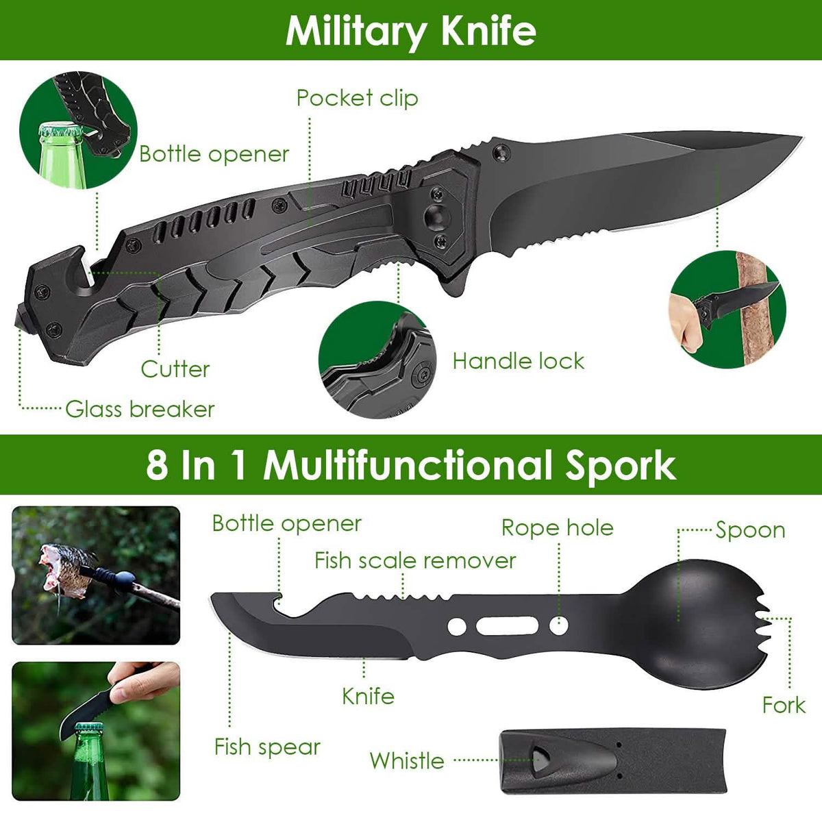 47-Pieces: Emergency Survival Kit EDC Gear Equipment Tool with Pouch - A-1 Thread Vault