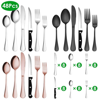 48-Piece: Stainless Steel Silverware Cutlery Set - A-1 Thread Vault