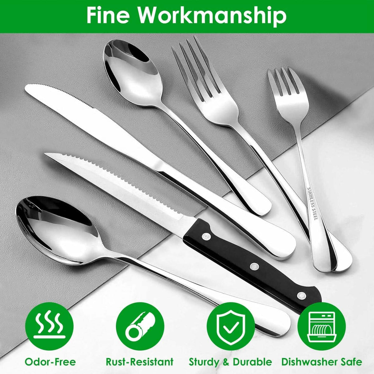48-Piece: Stainless Steel Silverware Cutlery Set - A-1 Thread Vault