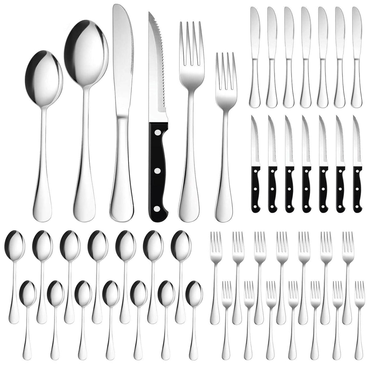 48-Piece: Stainless Steel Silverware Cutlery Set - A-1 Thread Vault