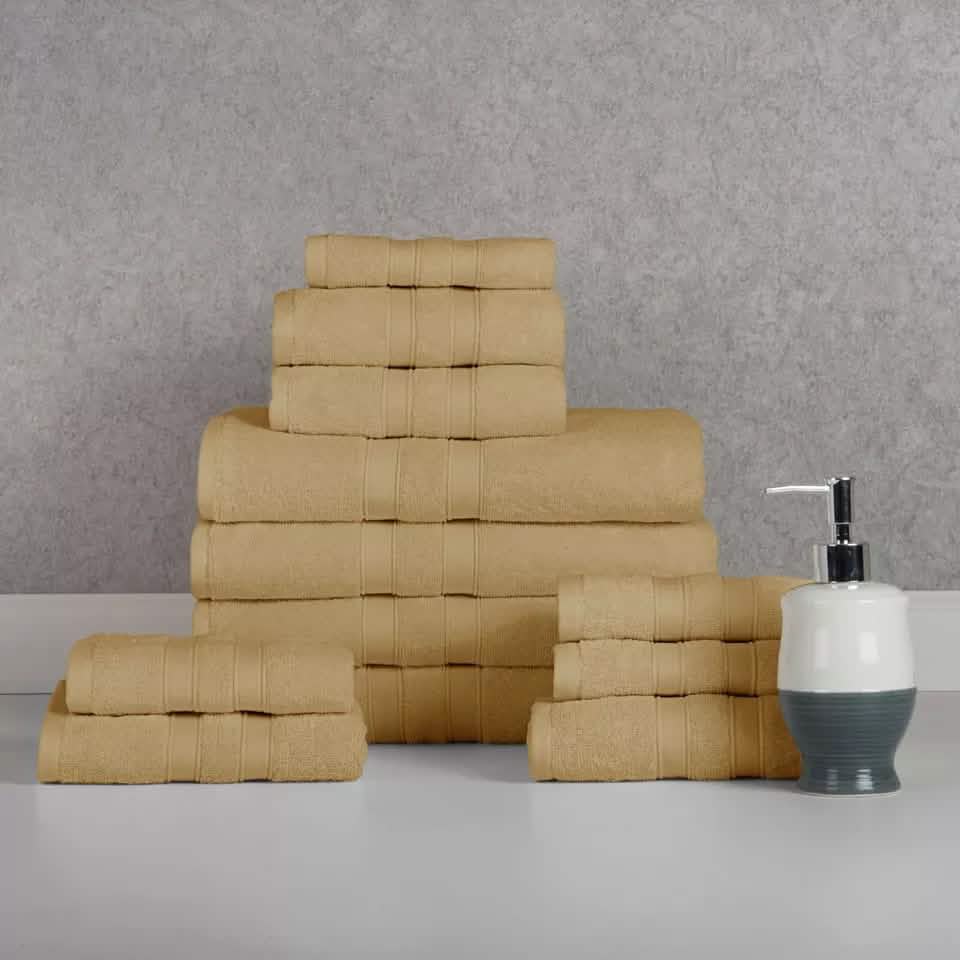 12-Piece: Bibb Home Egyptian Cotton Towel Set - A-1 Thread Vault