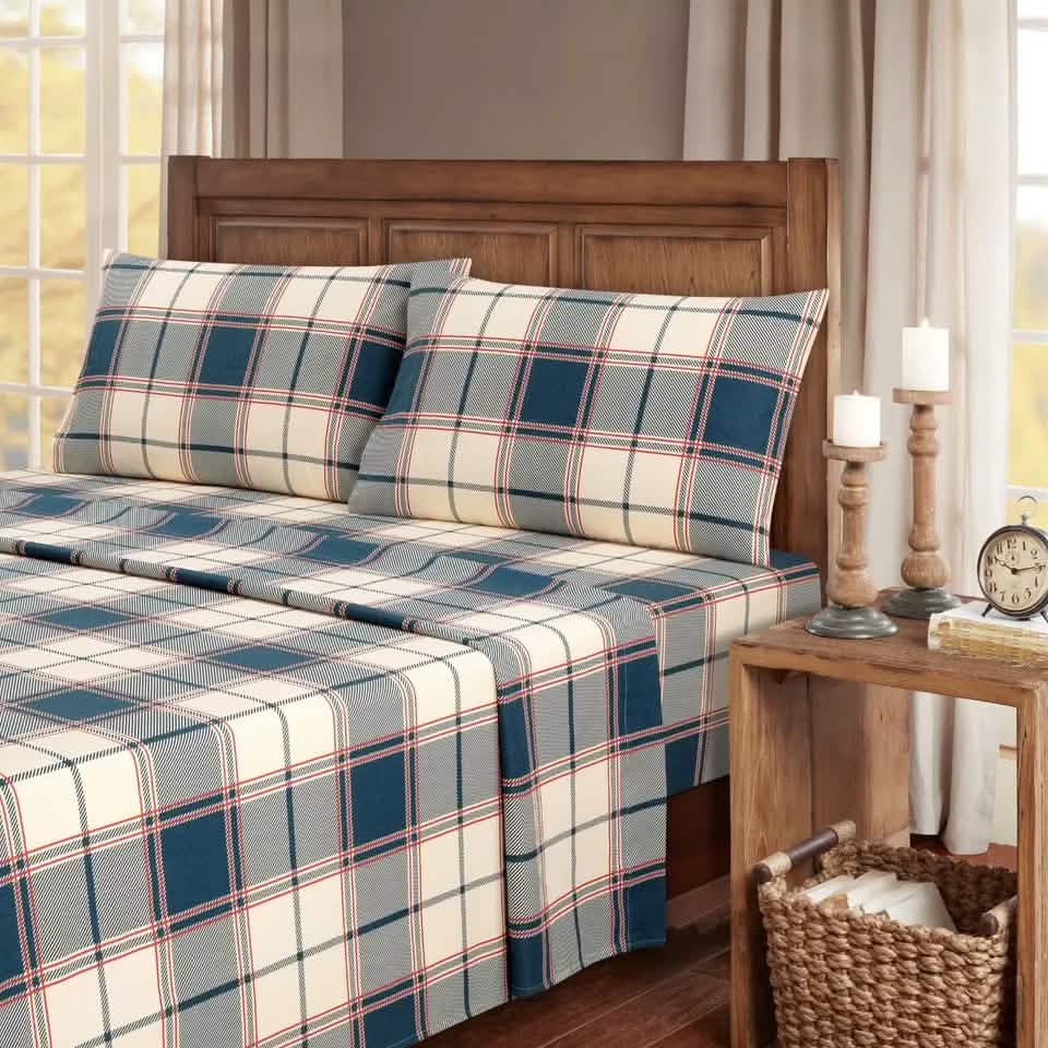 4-Piece: Kathy Ireland 100% Turkish Cotton Flannel Sheet Set - A-1 Thread Vault