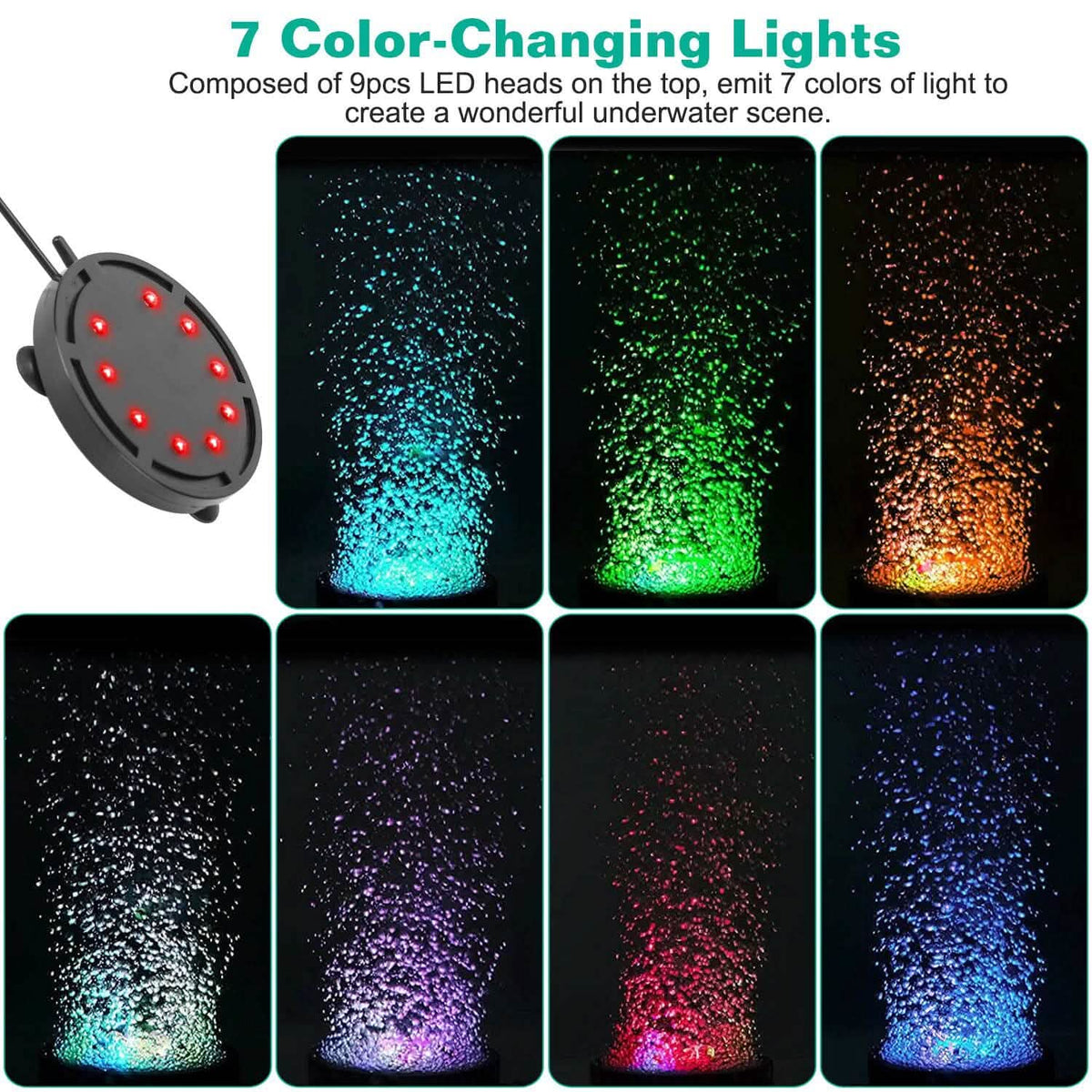 4in Multi-Colored LED Aquarium Air Bubble Lamp - A-1 Thread Vault