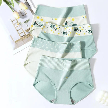 4PCS High Waist Women's Panties Body Shaper Underwear Breathable Cotton Underpants Plus Size M-5XL Panty Slimming Female Briefs - A-1 Thread Vault