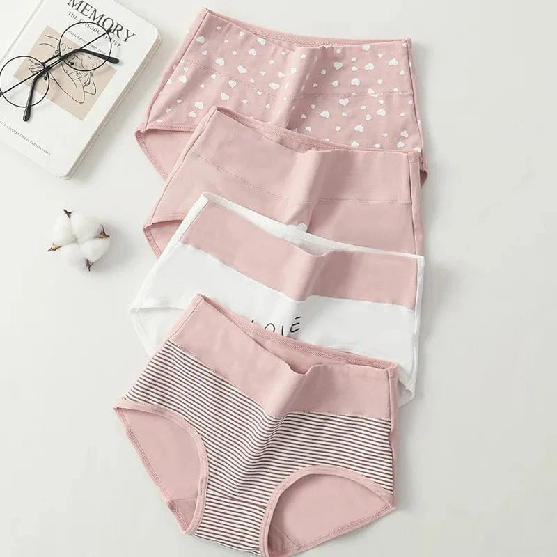 4PCS High Waist Women's Panties Body Shaper Underwear Breathable Cotton Underpants Plus Size M-5XL Panty Slimming Female Briefs - A-1 Thread Vault