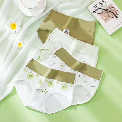 4PCS High Waist Women's Panties Body Shaper Underwear Breathable Cotton Underpants Plus Size M-5XL Panty Slimming Female Briefs - A-1 Thread Vault