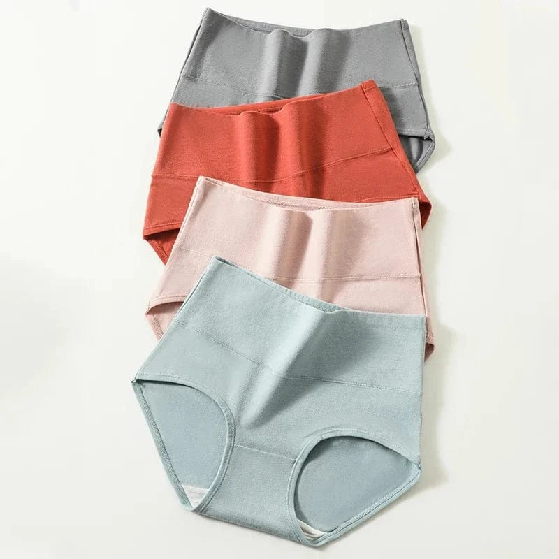 4PCS High Waist Women's Panties Body Shaper Underwear Breathable Cotton Underpants Plus Size M-5XL Panty Slimming Female Briefs - A-1 Thread Vault