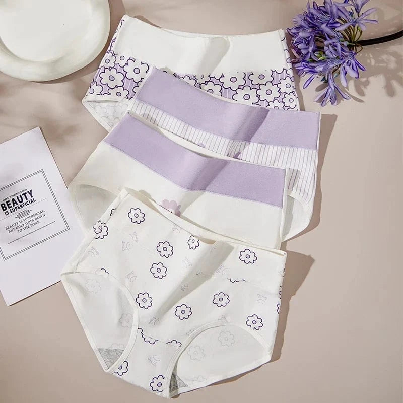 4PCS High Waist Women's Panties Body Shaper Underwear Breathable Cotton Underpants Plus Size M-5XL Panty Slimming Female Briefs - A-1 Thread Vault