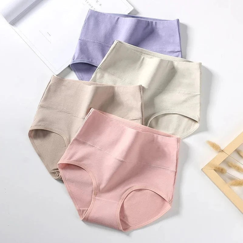 4PCS High Waist Women's Panties Body Shaper Underwear Breathable Cotton Underpants Plus Size M-5XL Panty Slimming Female Briefs - A-1 Thread Vault