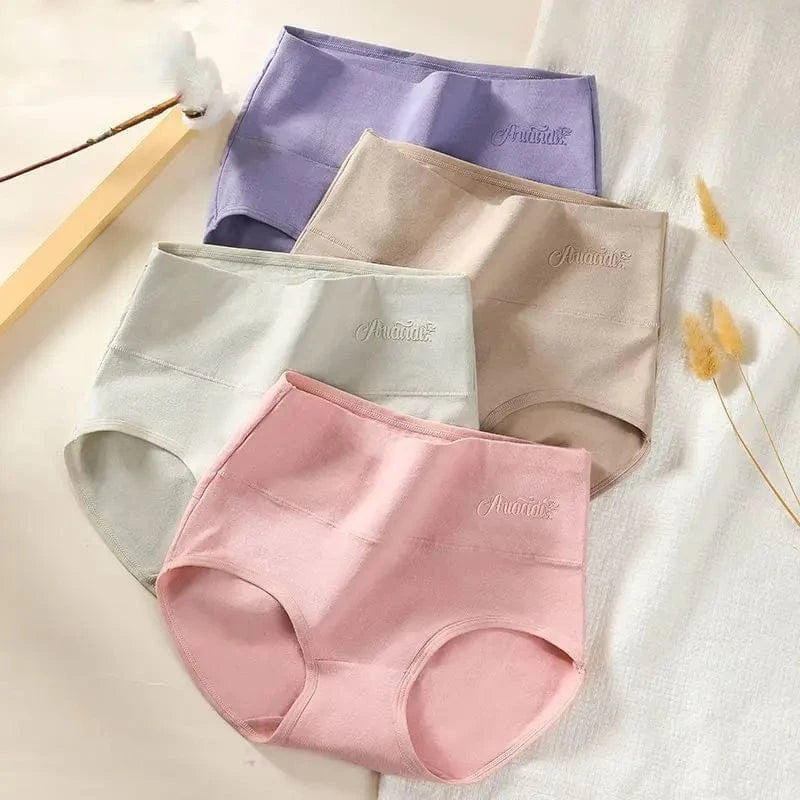 4PCS High Waist Women's Panties Body Shaper Underwear Breathable Cotton Underpants Plus Size M-5XL Panty Slimming Female Briefs - A-1 Thread Vault