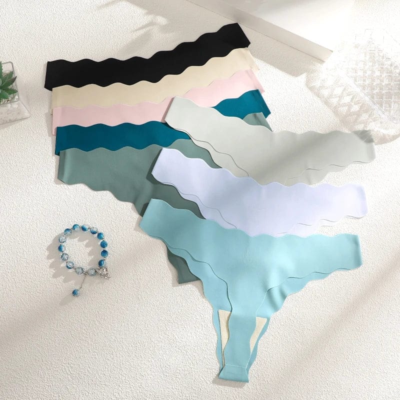 4pcs Seamless Knitting Underwear Women Ultra-Soft Panties Sexy Breathable Solid Thongs Female Low Waist Stretchy G-String T-Back - A-1 Thread Vault