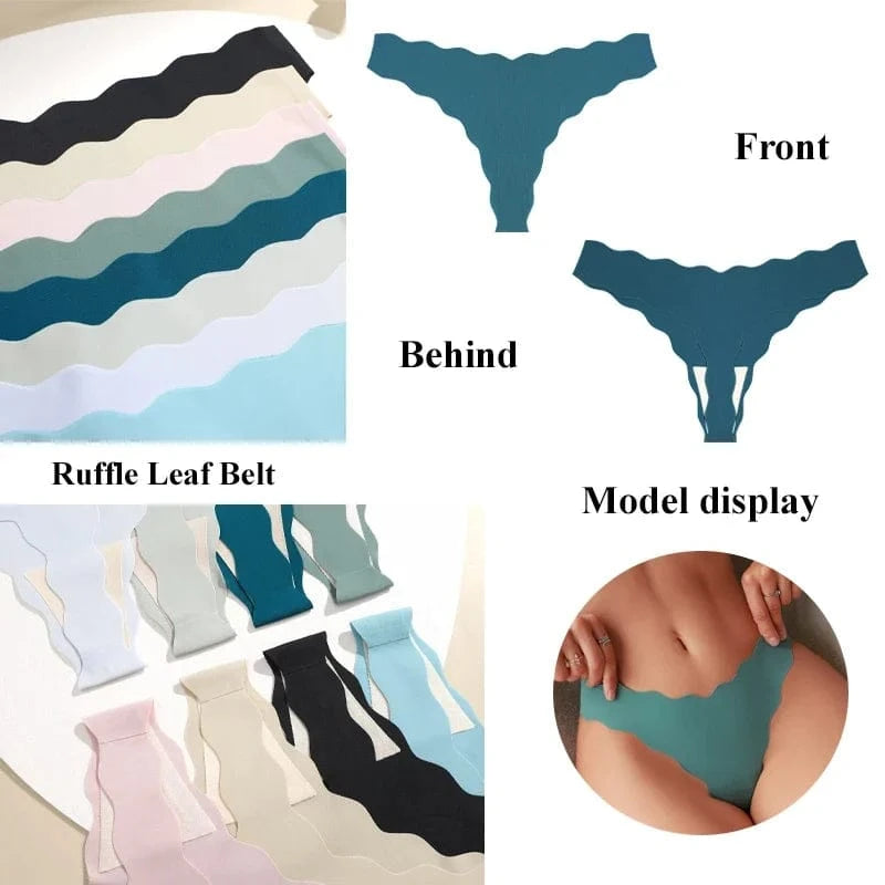 4pcs Seamless Knitting Underwear Women Ultra-Soft Panties Sexy Breathable Solid Thongs Female Low Waist Stretchy G-String T-Back - A-1 Thread Vault
