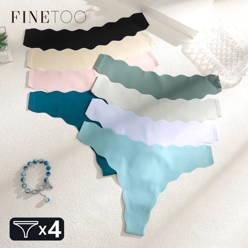 4pcs Seamless Knitting Underwear Women Ultra-Soft Panties Sexy Breathable Solid Thongs Female Low Waist Stretchy G-String T-Back - A-1 Thread Vault