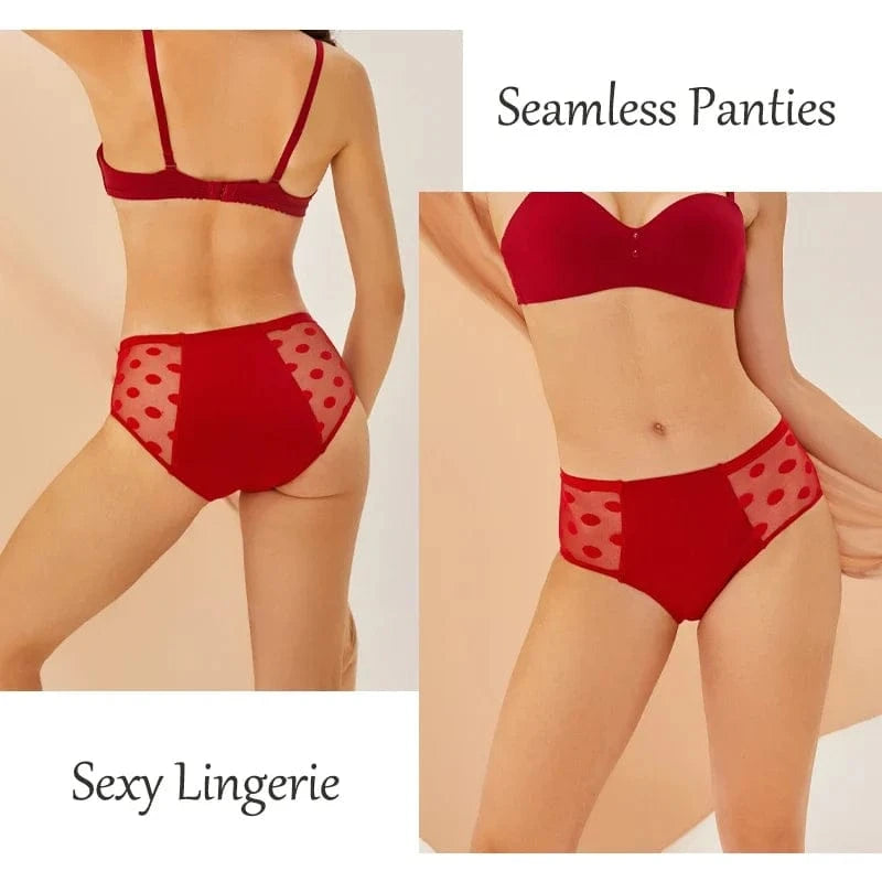 4Pcs/Set Absorption Leakproof Menstrual Period Briefs Seamless Lace Polka Dot Breathable Physiological Underwear Female Lingerie - A-1 Thread Vault