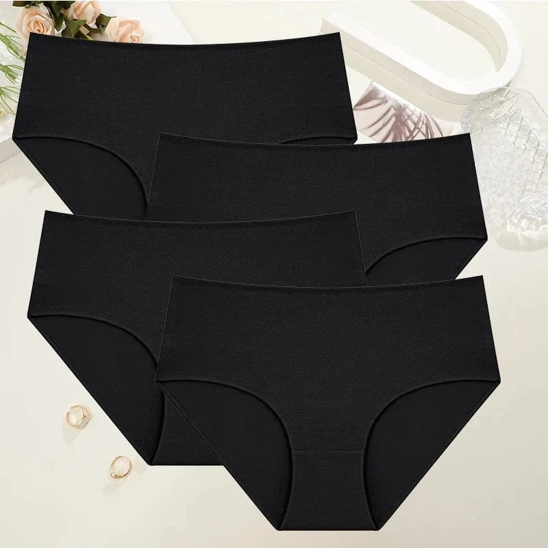 4Pcs/Set Comfort Cotton Panties Women High Waist Briefs Seamless Underwear Breathable Underpants Plus Size Panty S-2XL Intimates - A-1 Thread Vault