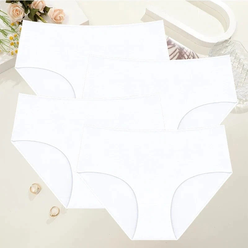 4Pcs/Set Comfort Cotton Panties Women High Waist Briefs Seamless Underwear Breathable Underpants Plus Size Panty S-2XL Intimates - A-1 Thread Vault
