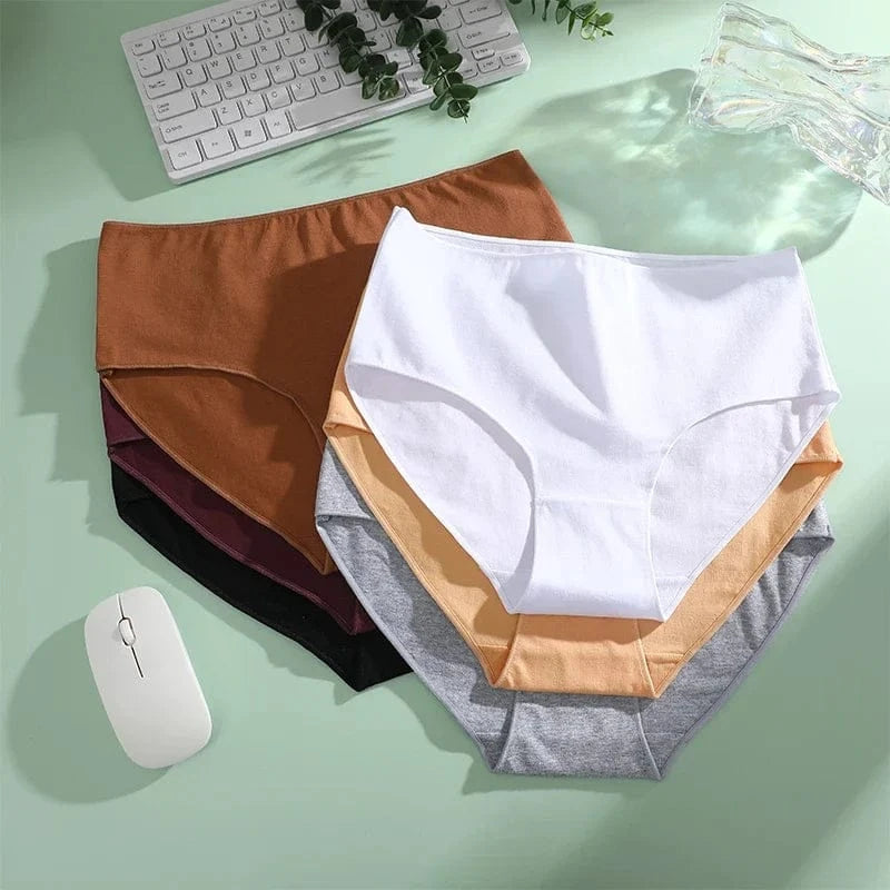 4Pcs/Set Comfort Cotton Panties Women High Waist Briefs Seamless Underwear Breathable Underpants Plus Size Panty S-2XL Intimates - A-1 Thread Vault