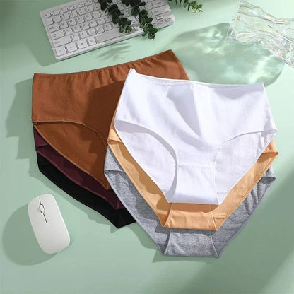 4Pcs/Set Comfort Cotton Panties Women High Waist Briefs Seamless Underwear Breathable Underpants Plus Size Panty S-2XL Intimates - A-1 Thread Vault