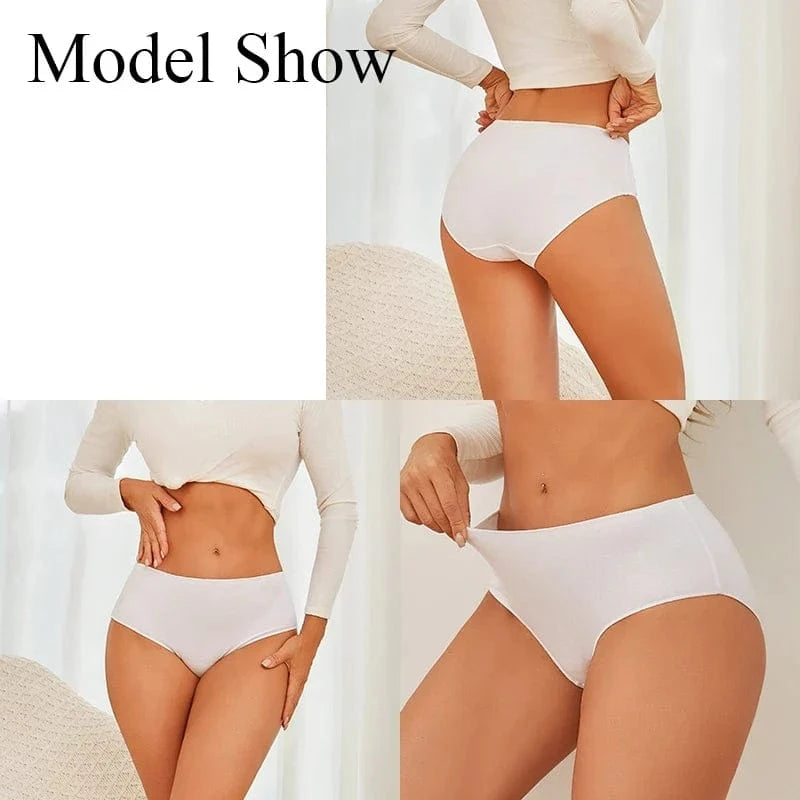 4Pcs/Set Comfort Cotton Panties Women High Waist Briefs Seamless Underwear Breathable Underpants Plus Size Panty S-2XL Intimates - A-1 Thread Vault