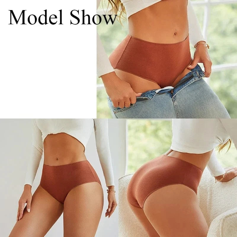 4Pcs/Set Comfort Cotton Panties Women High Waist Briefs Seamless Underwear Breathable Underpants Plus Size Panty S-2XL Intimates - A-1 Thread Vault