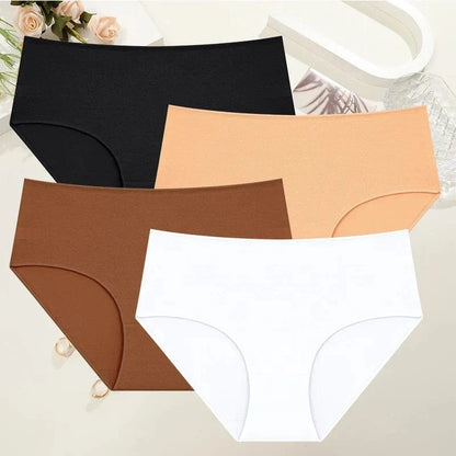 4Pcs/Set Comfort Cotton Panties Women High Waist Briefs Seamless Underwear Breathable Underpants Plus Size Panty S-2XL Intimates - A-1 Thread Vault