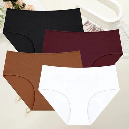 4Pcs/Set Comfort Cotton Panties Women High Waist Briefs Seamless Underwear Breathable Underpants Plus Size Panty S-2XL Intimates - A-1 Thread Vault